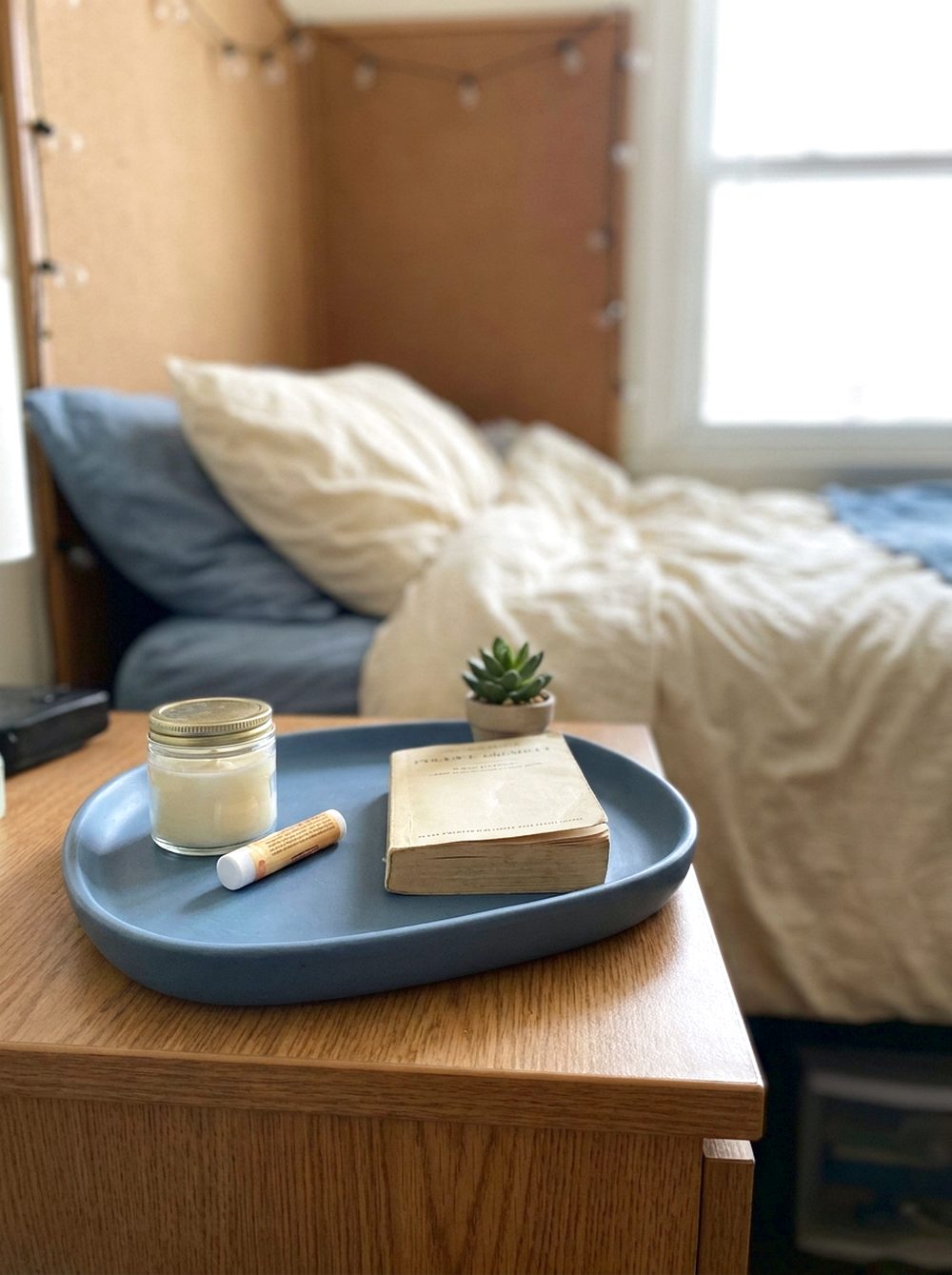 Blue Nightstand Tray