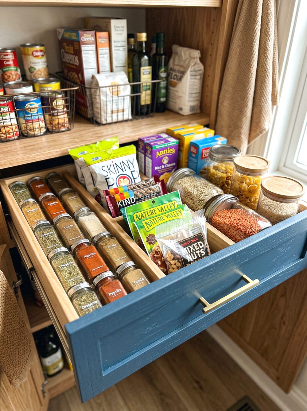 Blue Pantry Drawer Storage