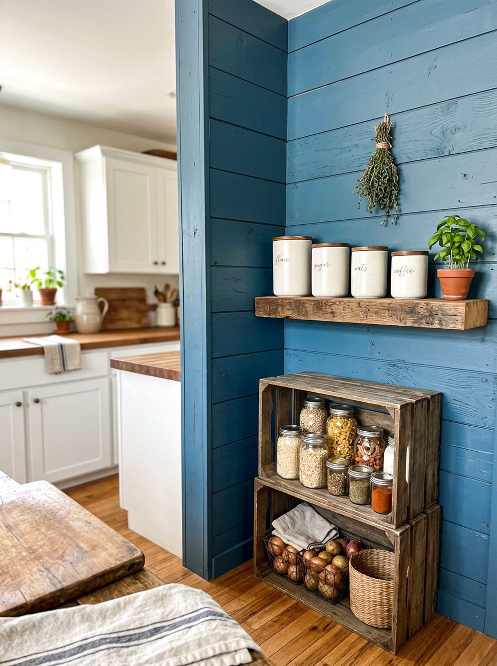 Blue Shiplap Pantry Corner