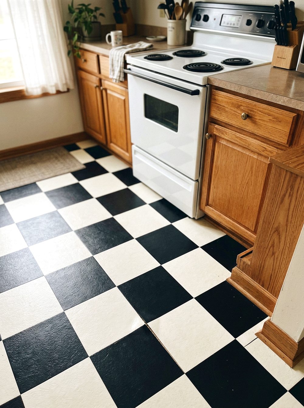 Checkerboard Vinyl Floor Refresh