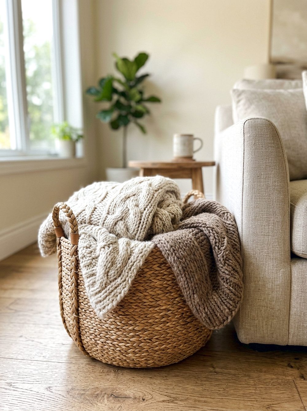Chunky Knit Throw Basket