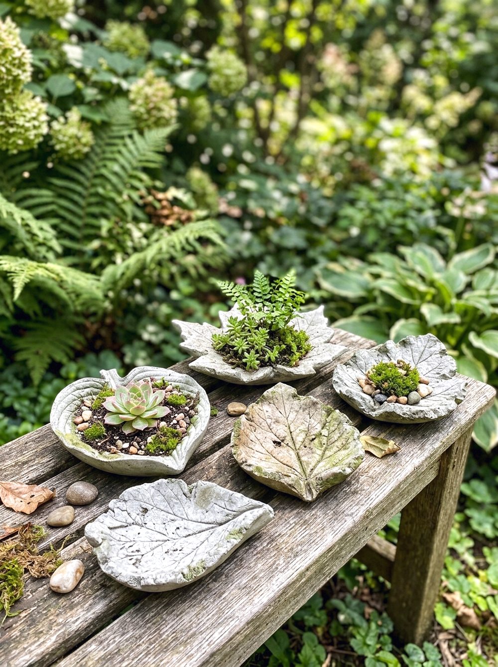 Concrete Leaf Cast Bowls