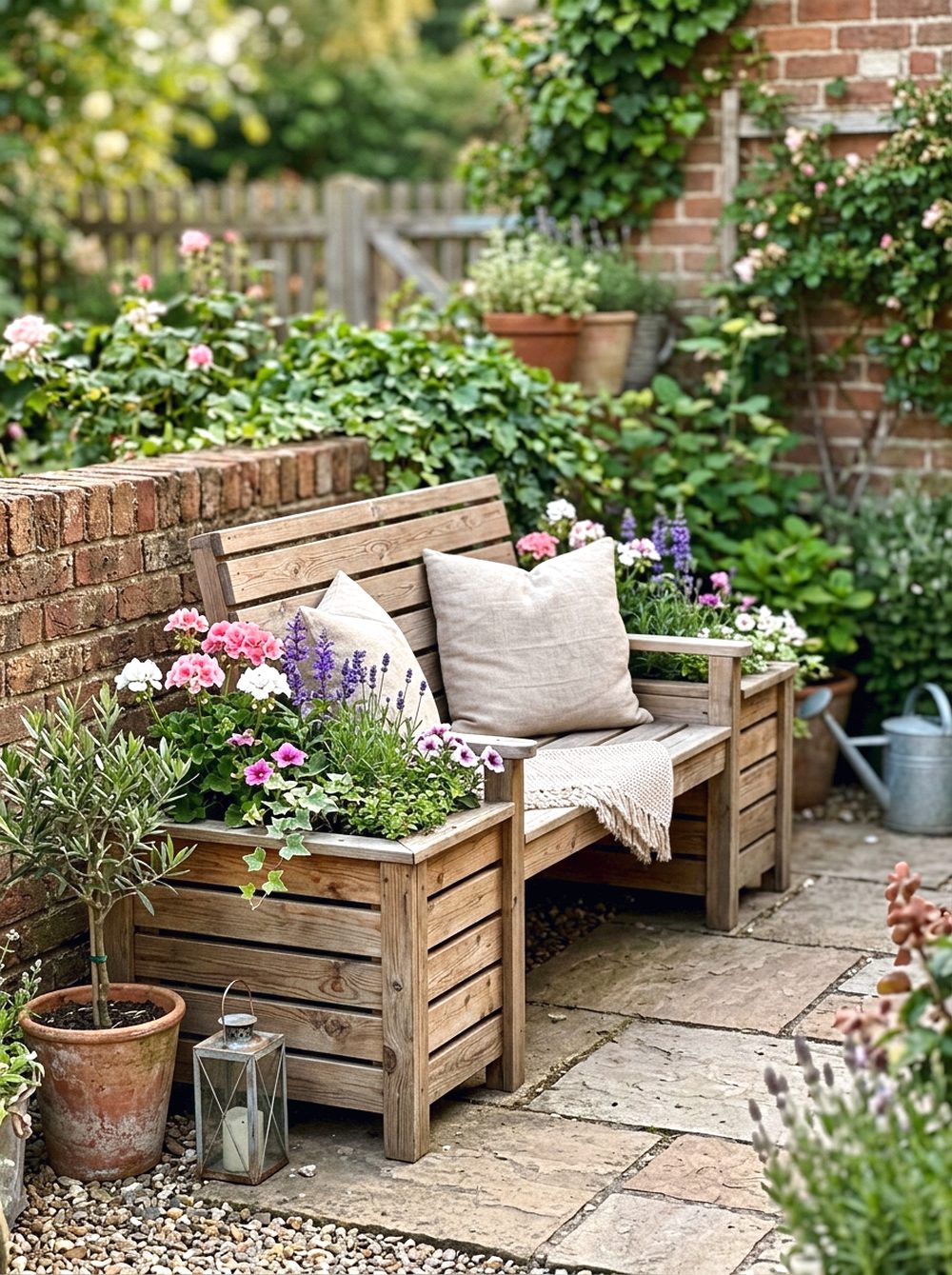 Corner Bench with Planters