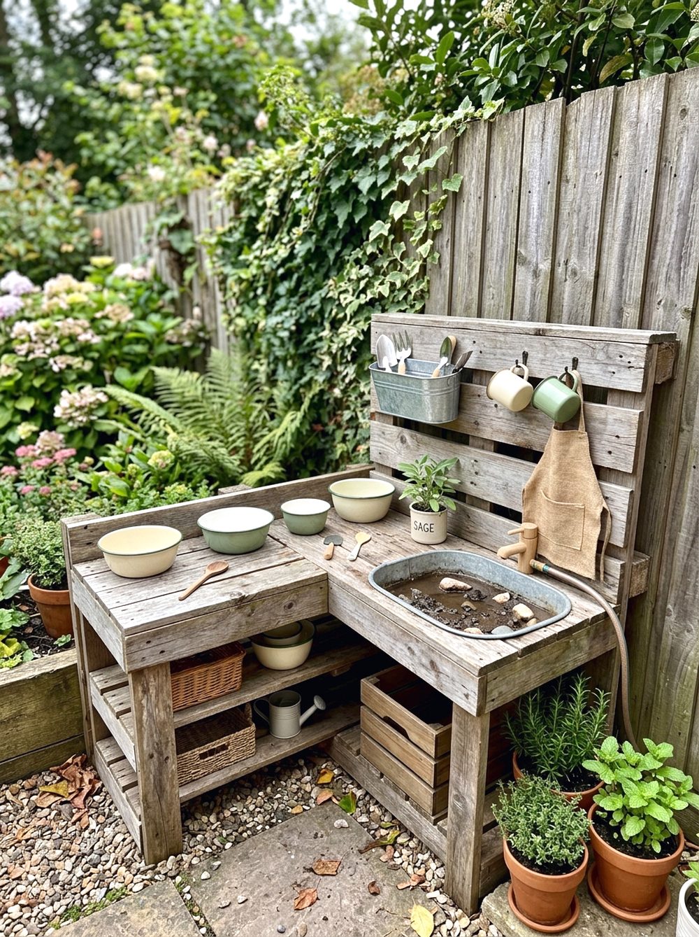 Corner Pallet Mud Kitchen