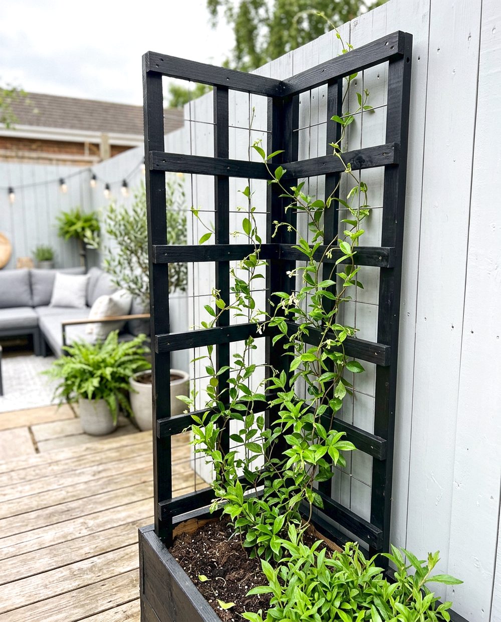 Corner Trellis With Climbing Plants
