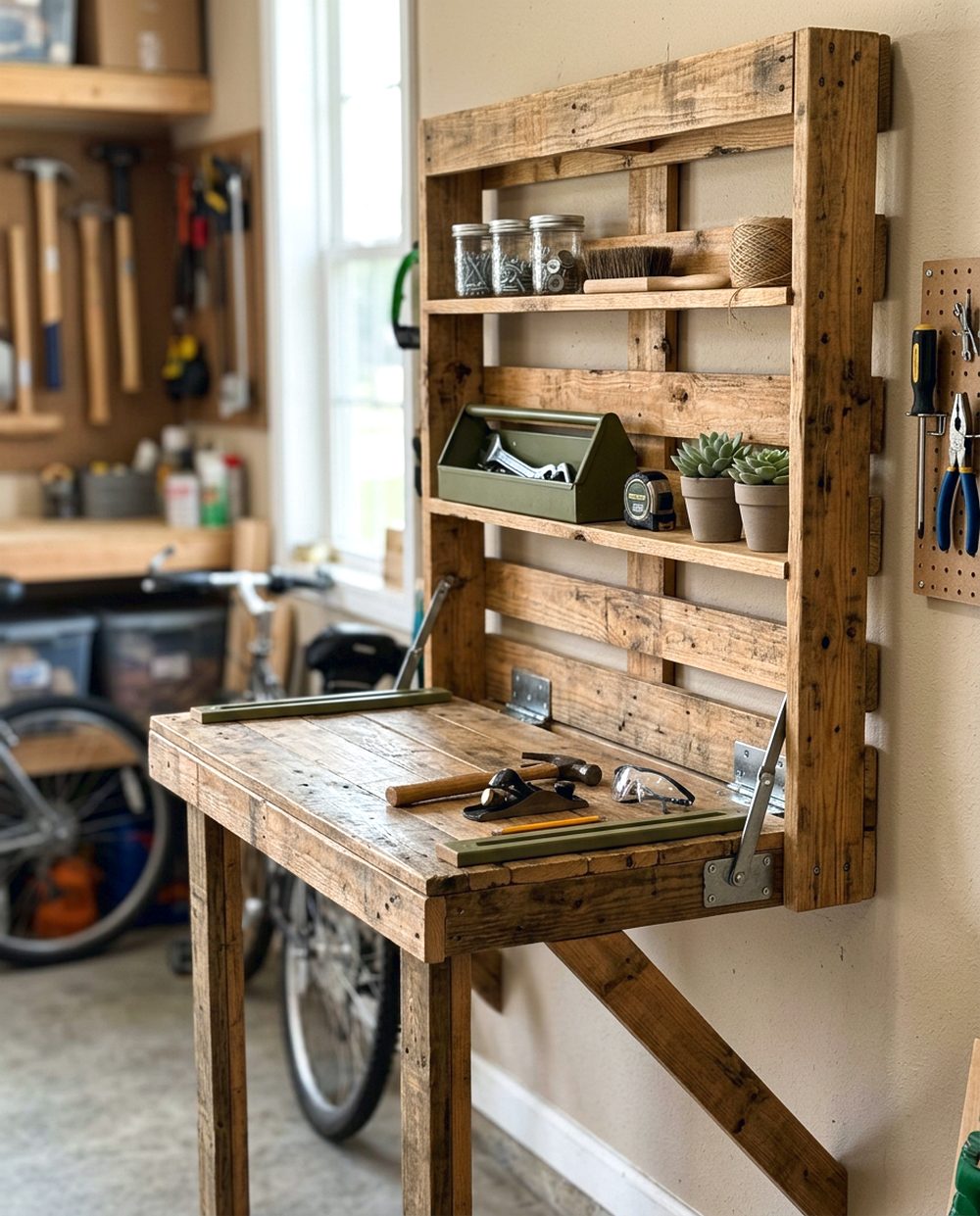 Double-Shelf Fold Down Bench