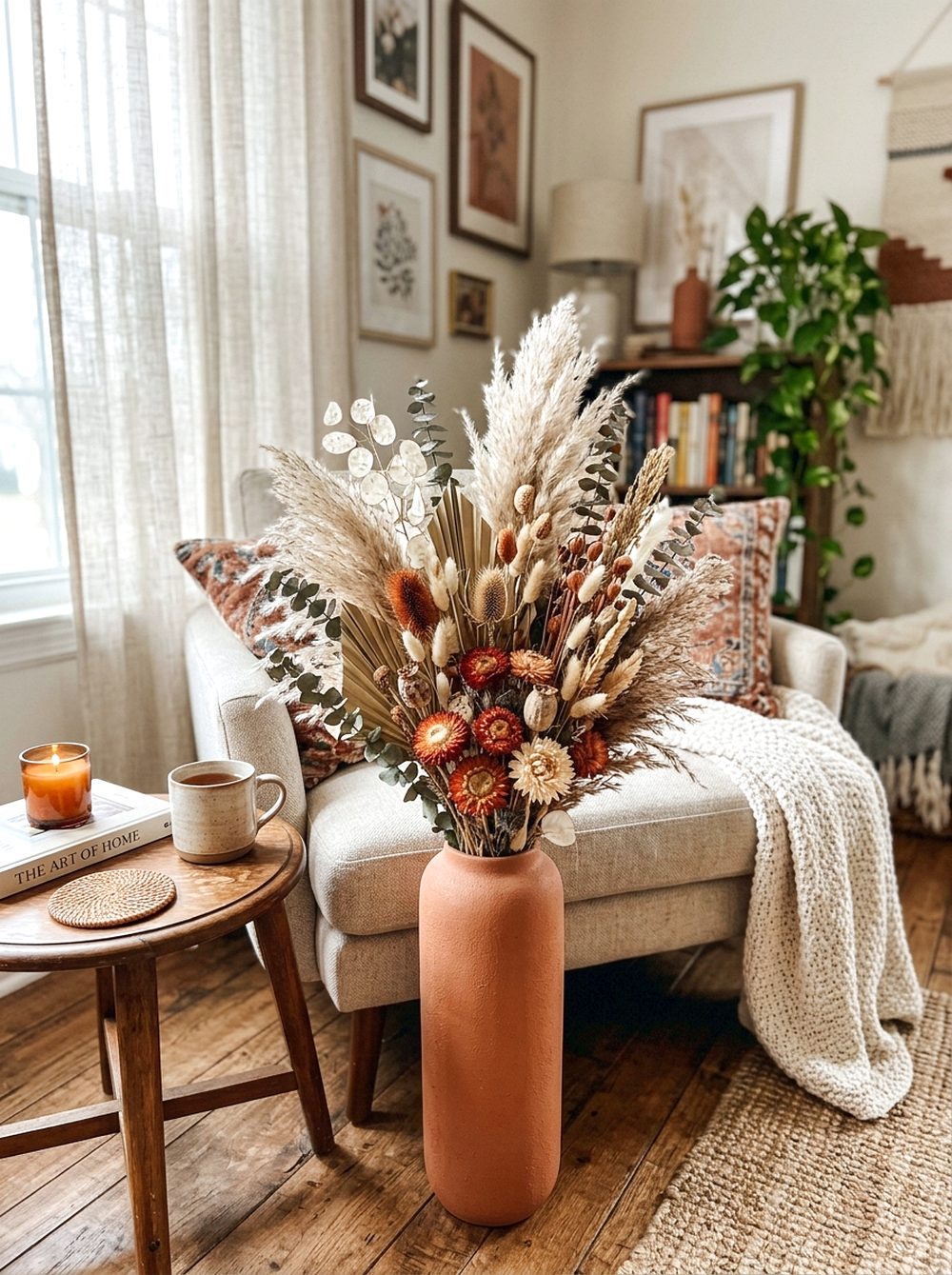 Dried Floral Corner Arrangement
