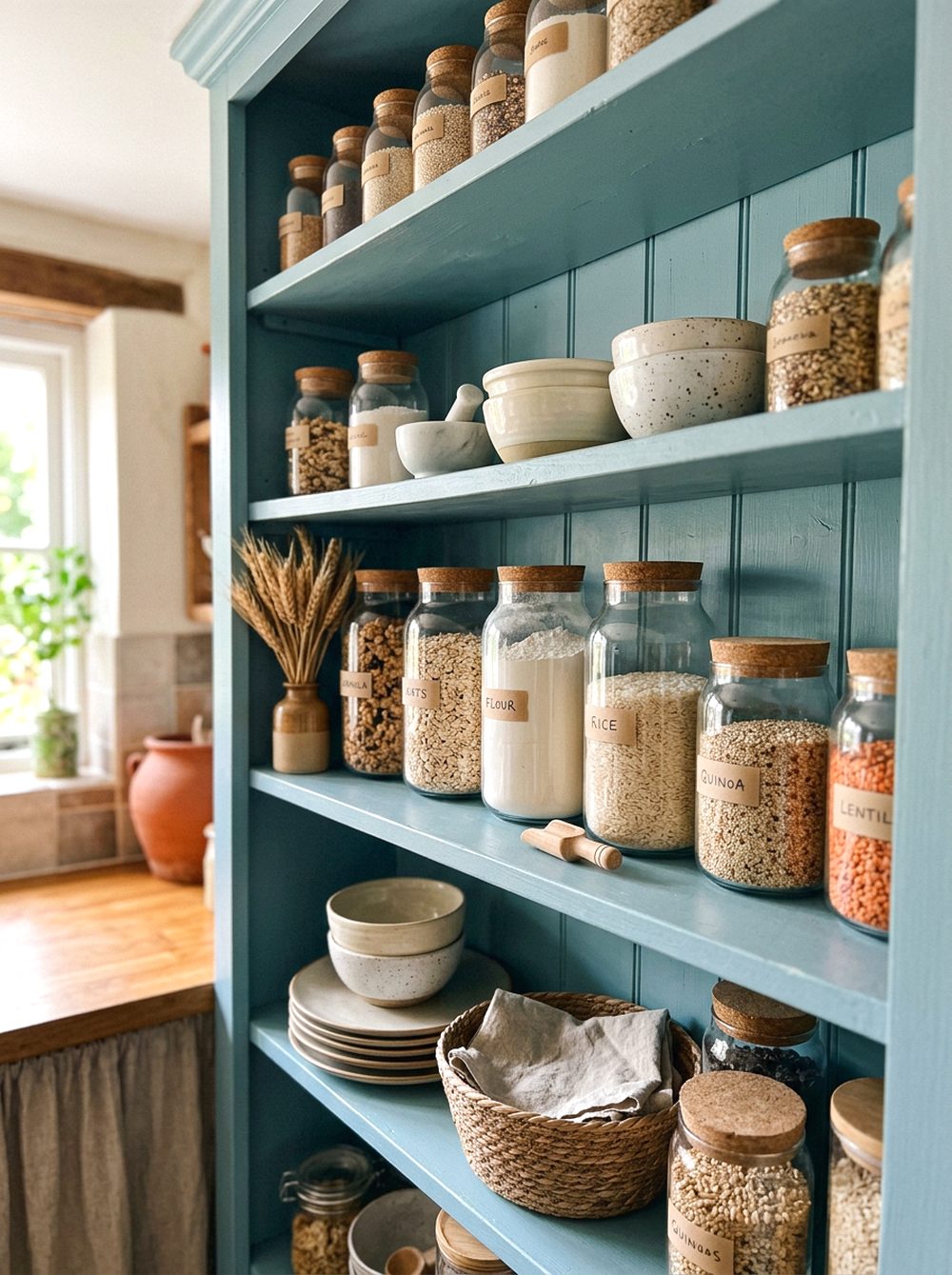 Duck Egg Blue Glass Jar Pantry