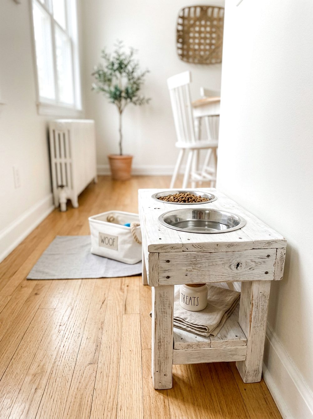 Elegant Whitewashed Pallet Feeder