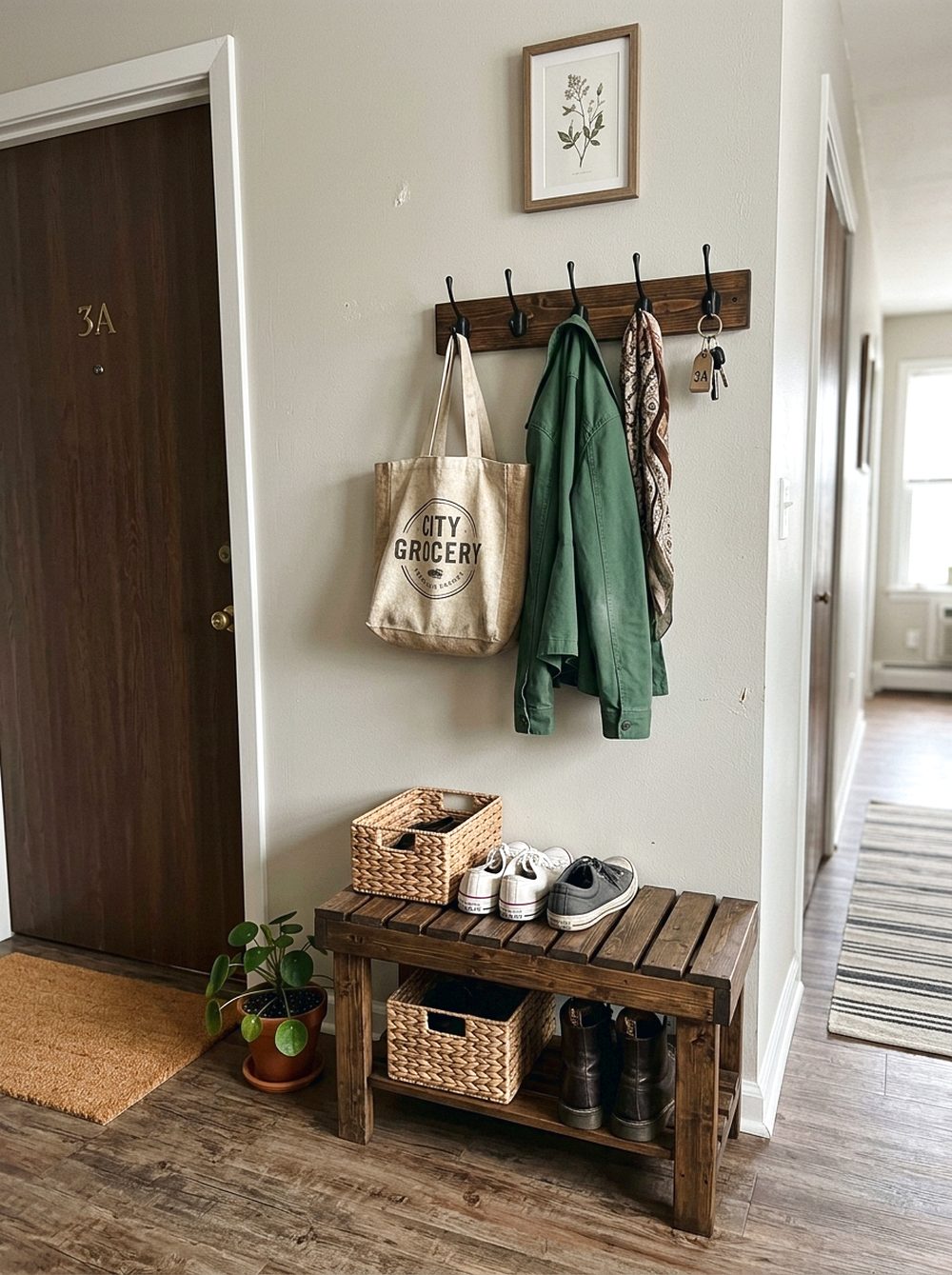 Entryway Hook and Shoe Bench