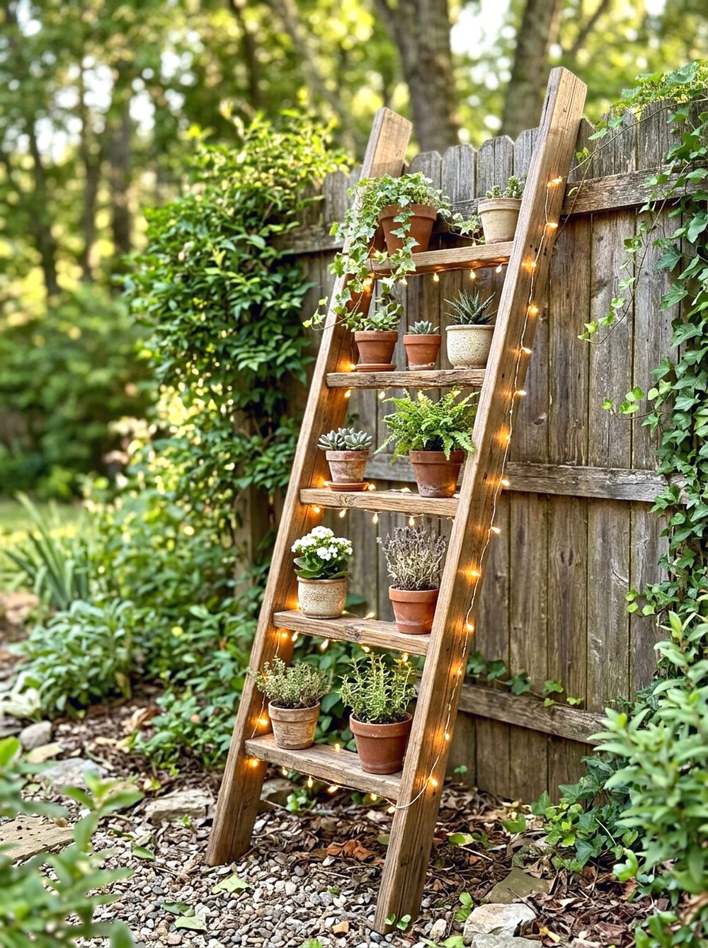 Fairy Light Ladder Display