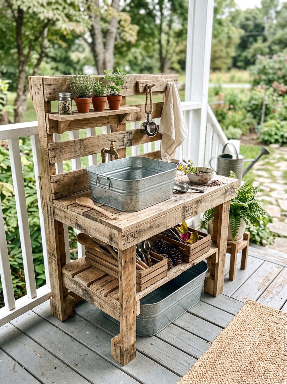 Farmhouse Style Pallet Mud Kitchen