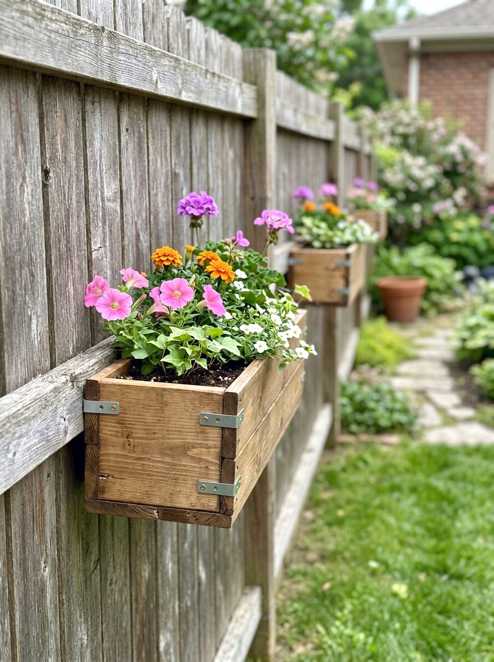 Fence-Mounted Flower Planters