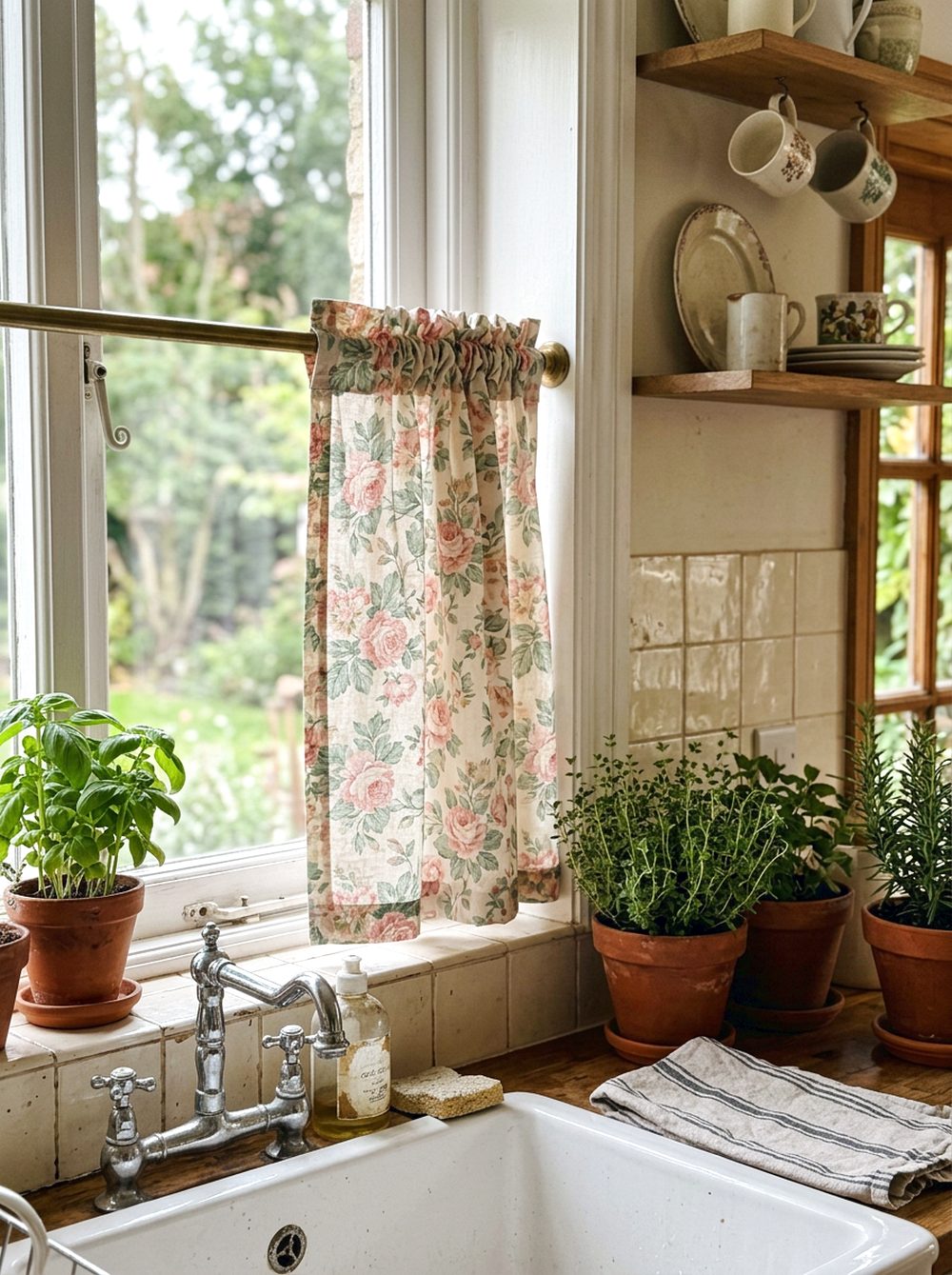 Floral Cafe Curtain Window