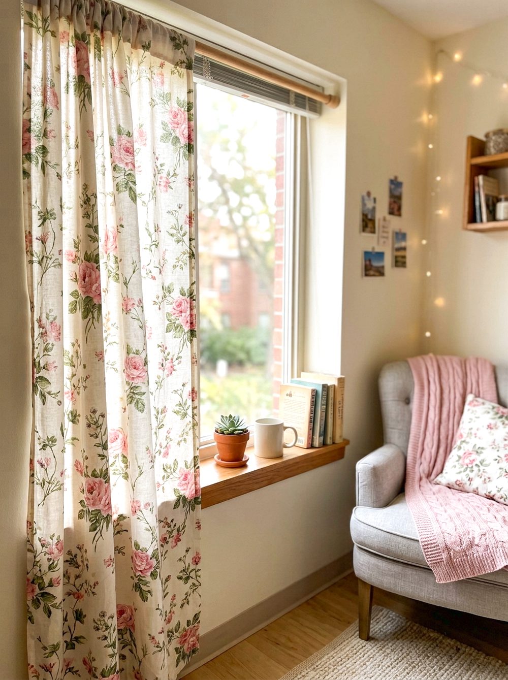 Floral Pink Curtain Panel