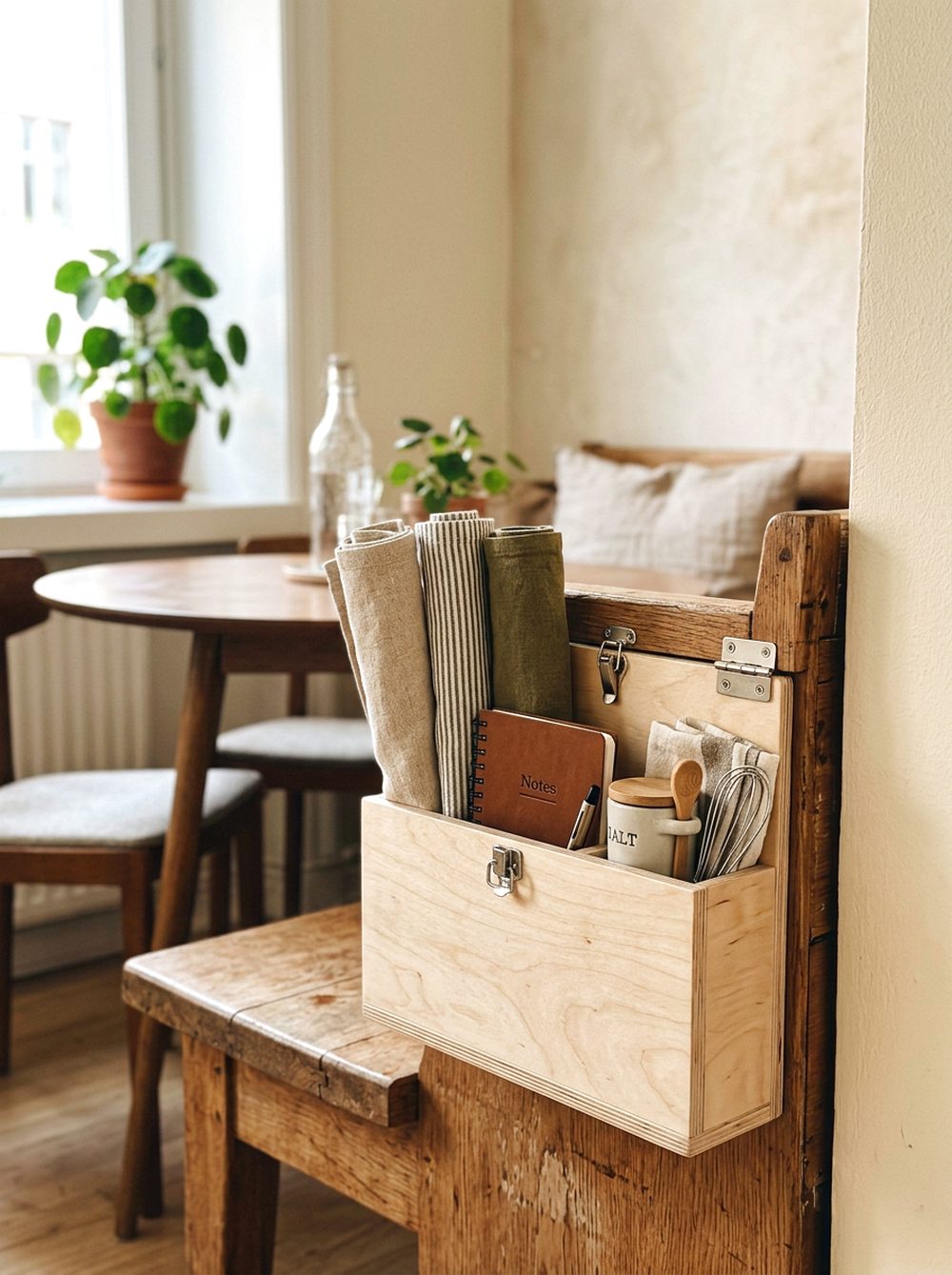 Fold-Down Bench Side Organizer