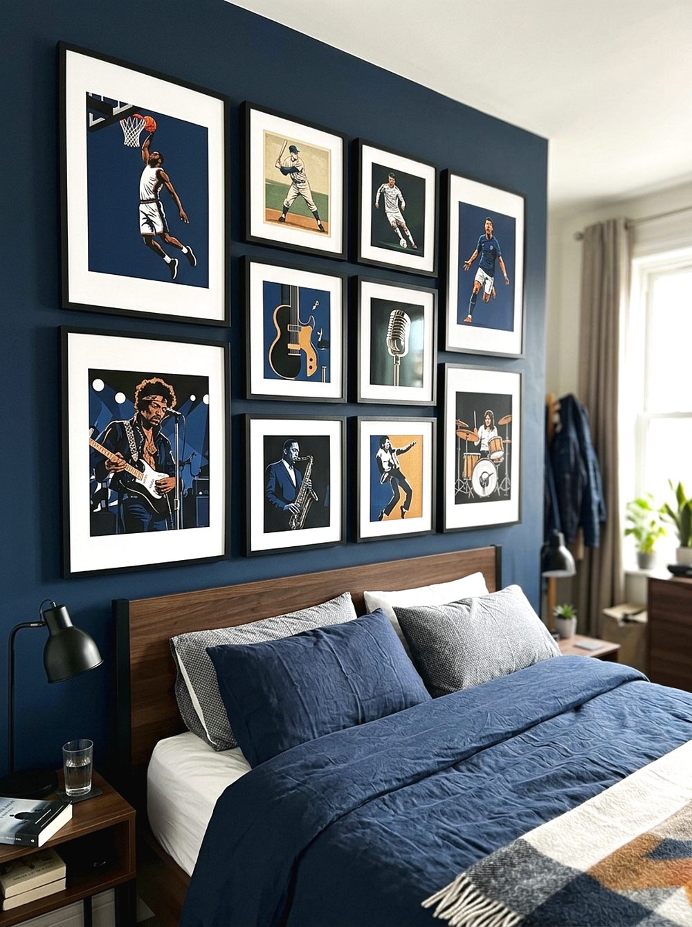 Framed Sports and Music Wall