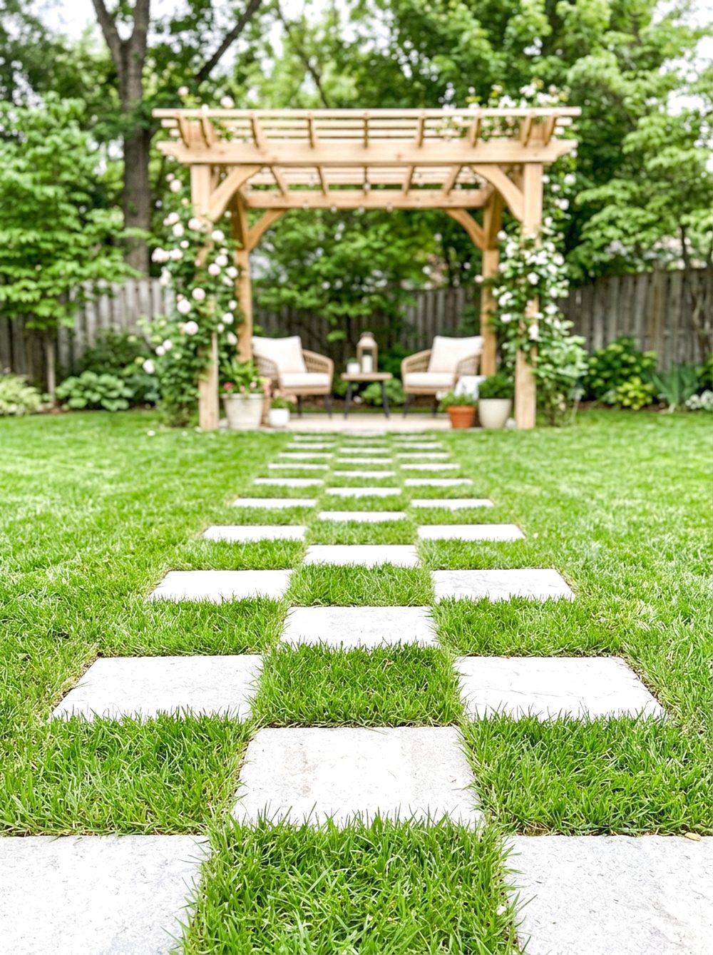 Grass and Stone Checker Path