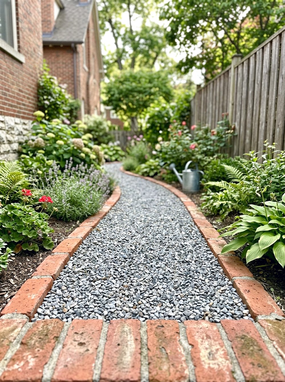 Gravel and Brick Border Path