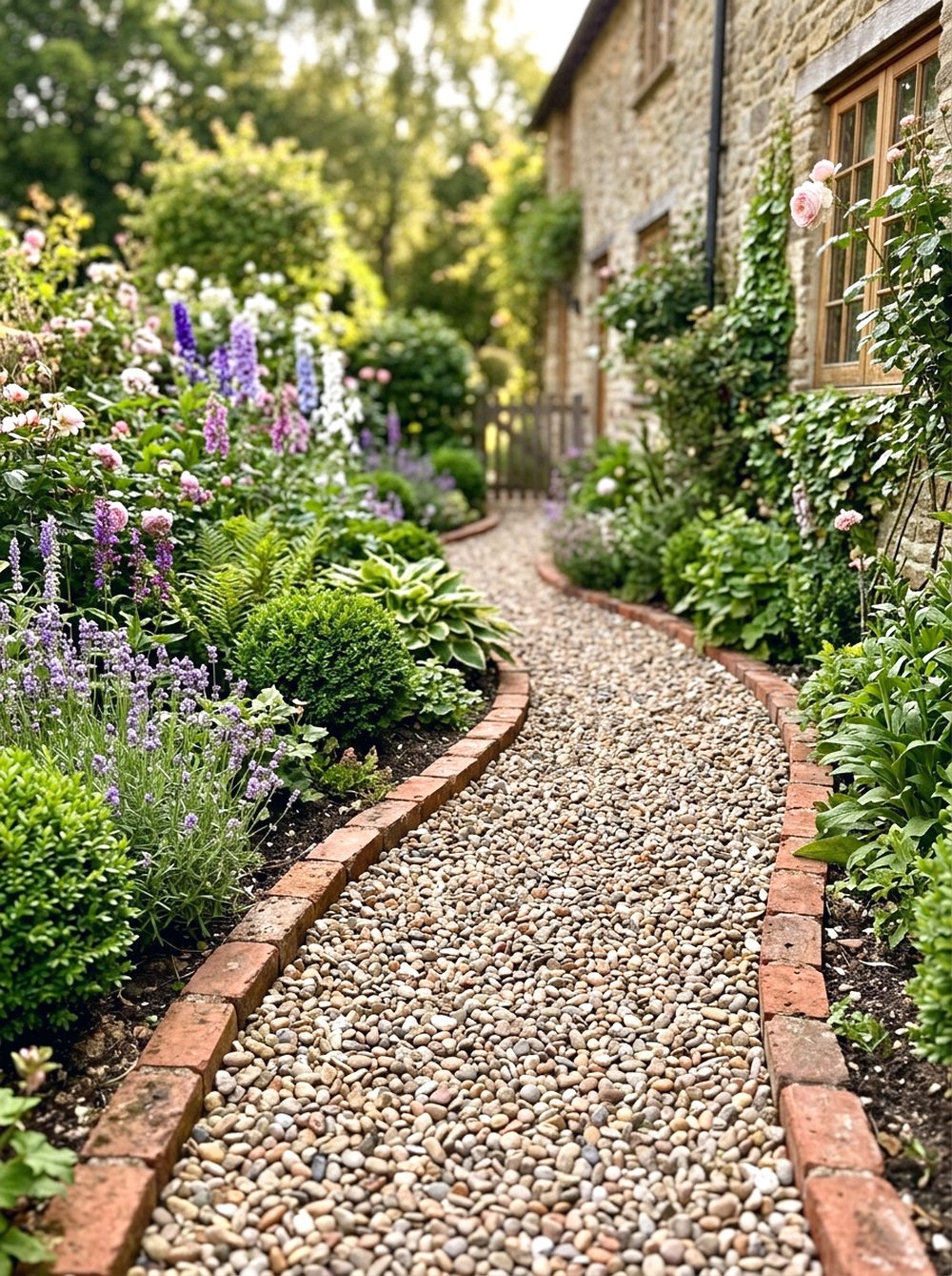 Gravel and Brick Border Path