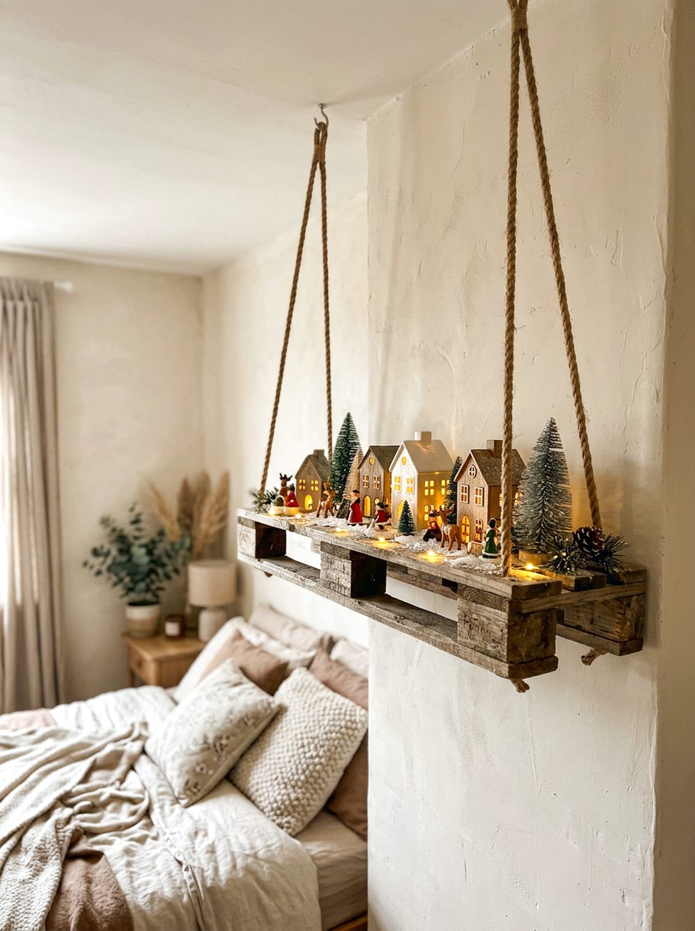 Hanging Pallet Village Shelf