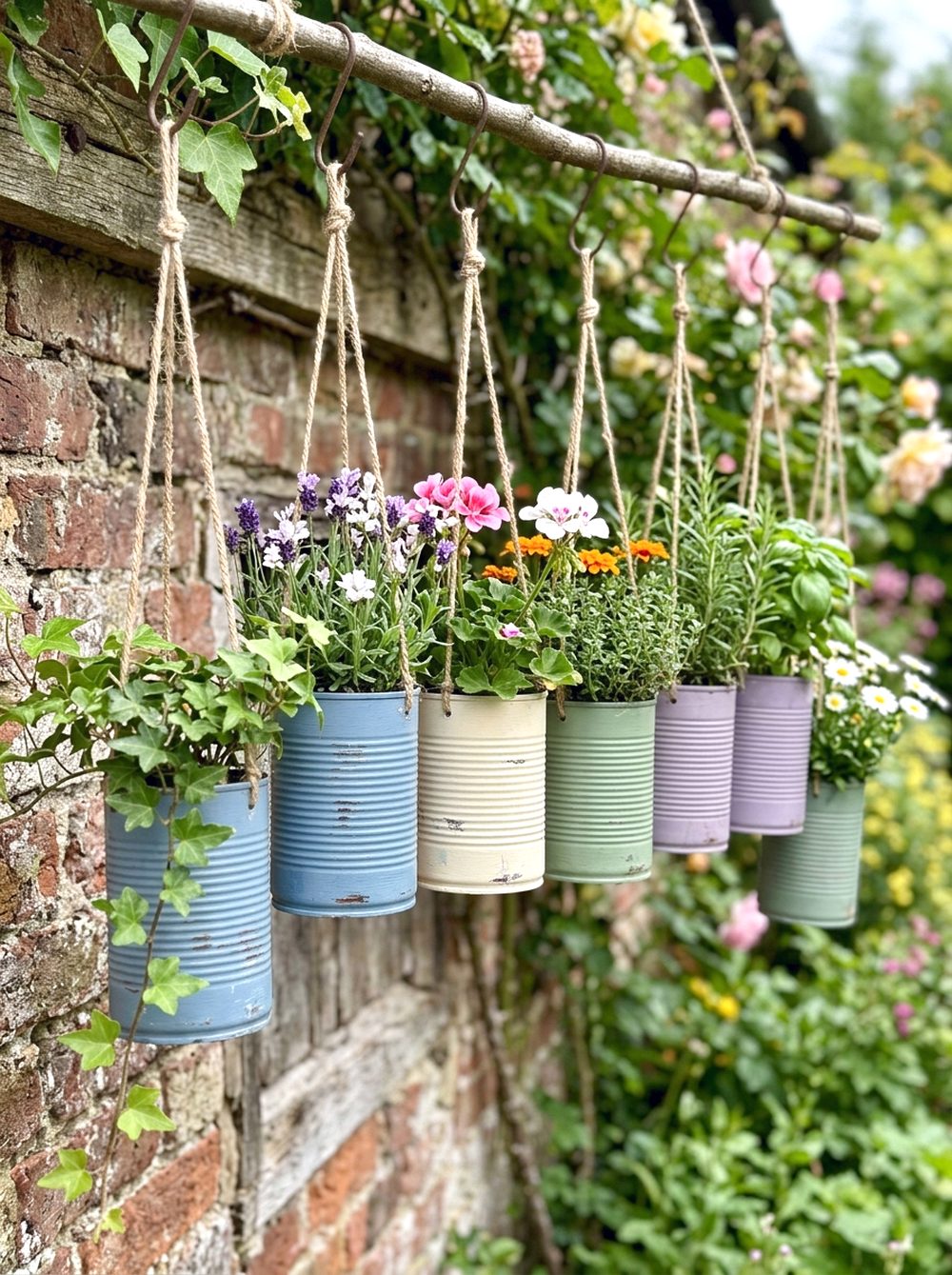 Hanging Tin Can Planters