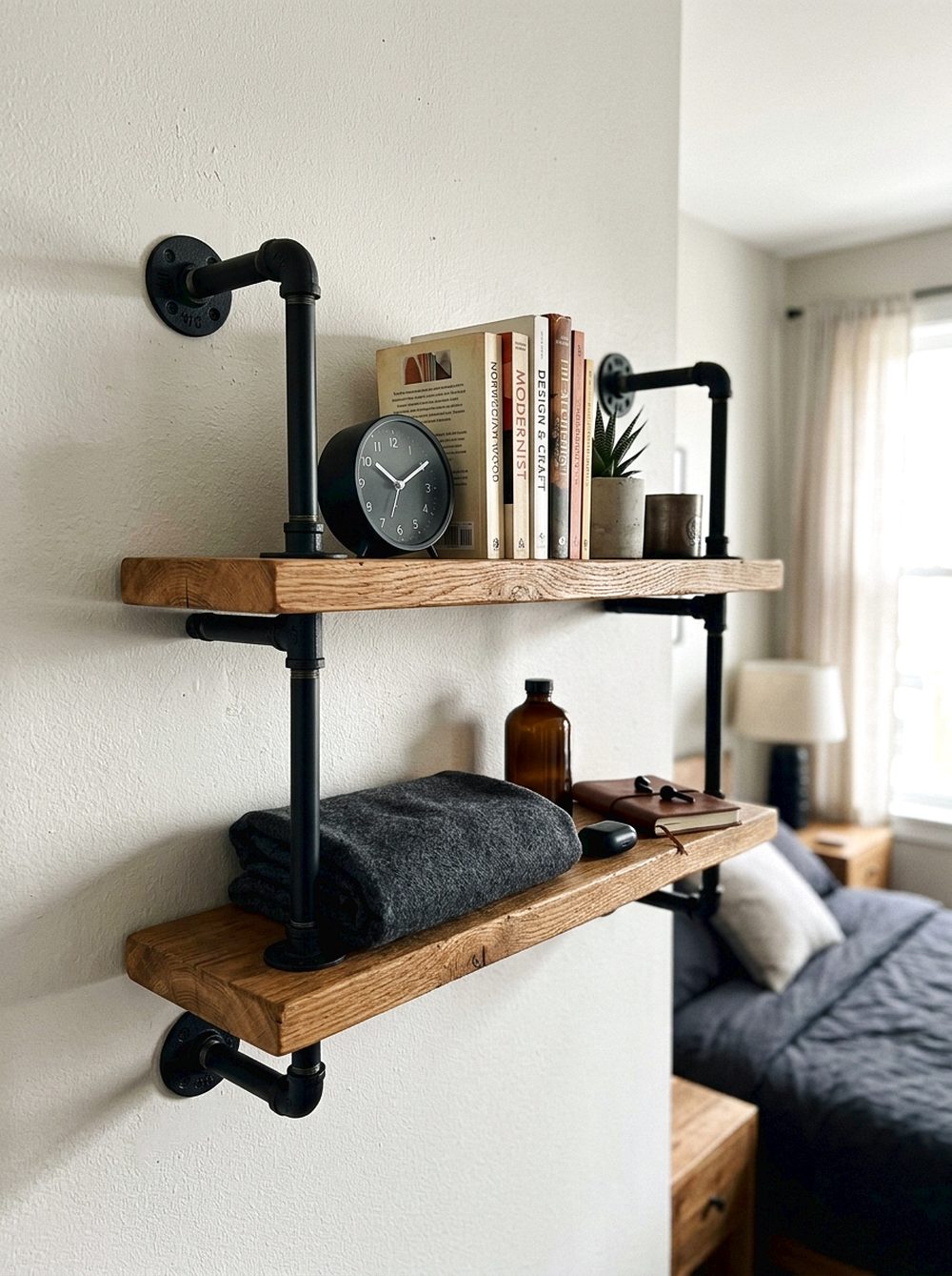 Industrial Wood and Metal Shelf