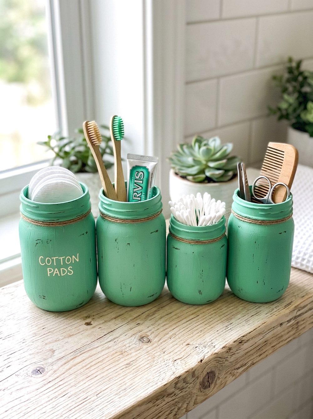 Jade Green Mason Jar Organisers