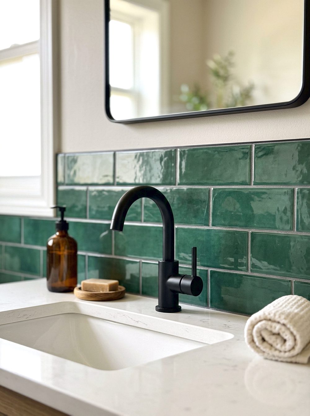 Jade Green Tile Backsplash