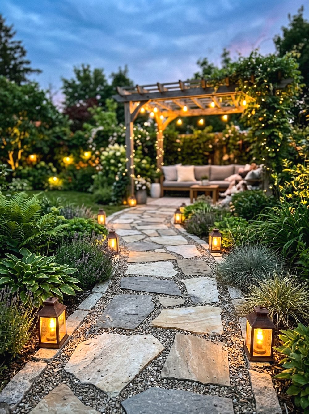 Lantern-Lined Stone Path