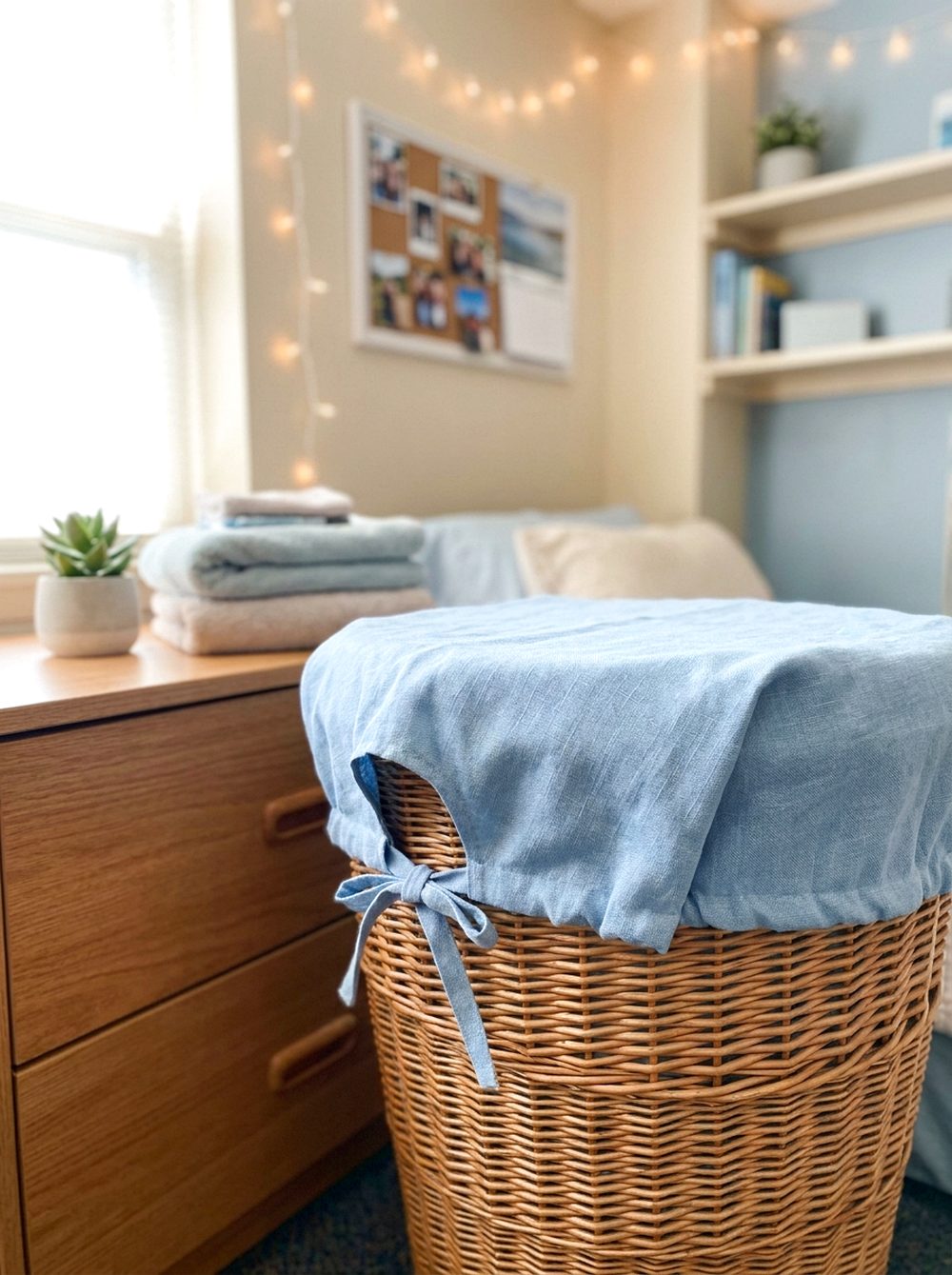 Light Blue Laundry Basket Cover