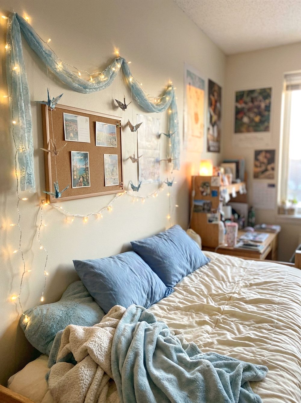 Light Blue String Light Wall