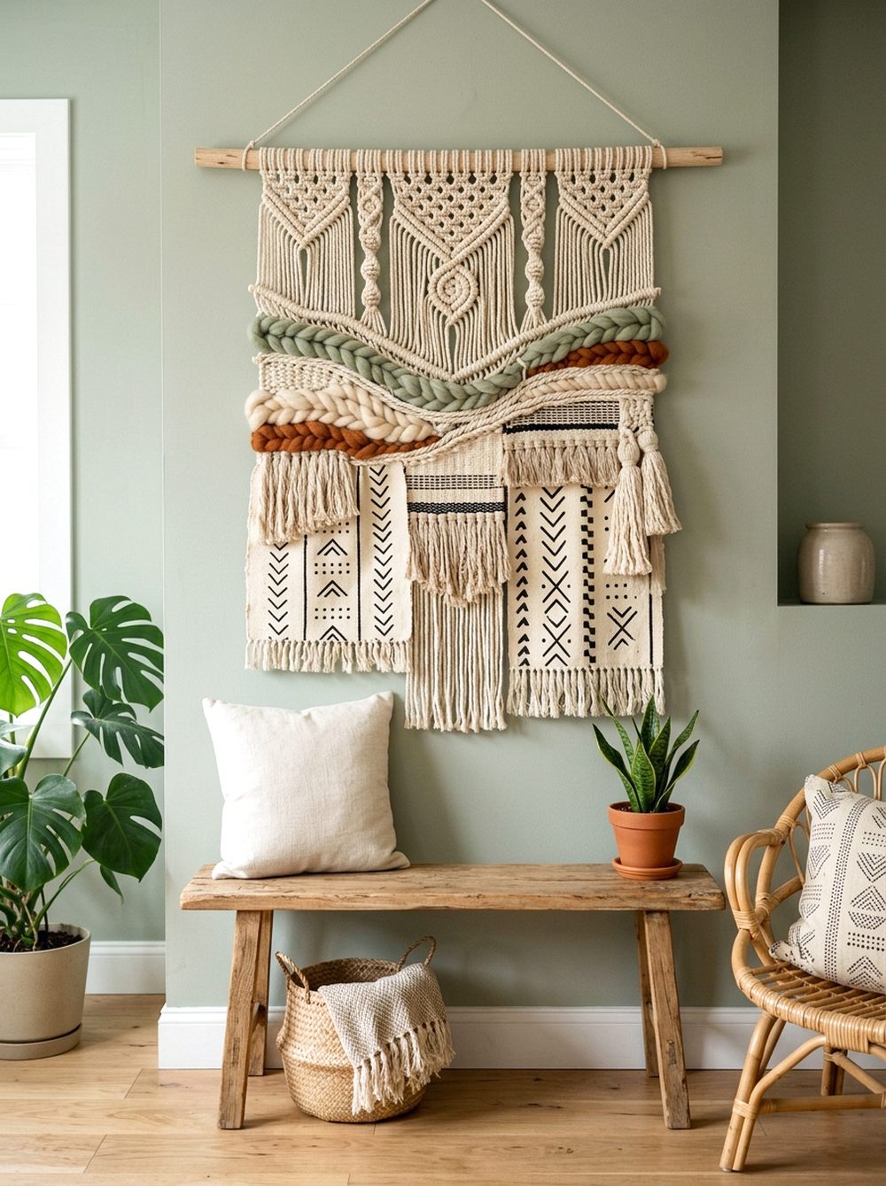 Macrame and Textile Wall Hanging