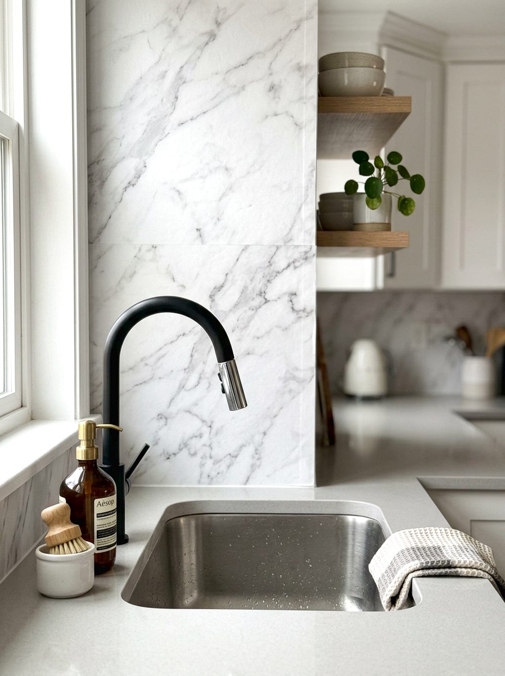 Marble-Effect Contact Paper Panels