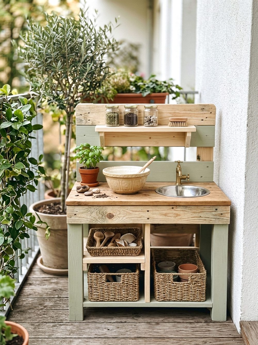 Mini Pallet Mud Kitchen for Small Spaces