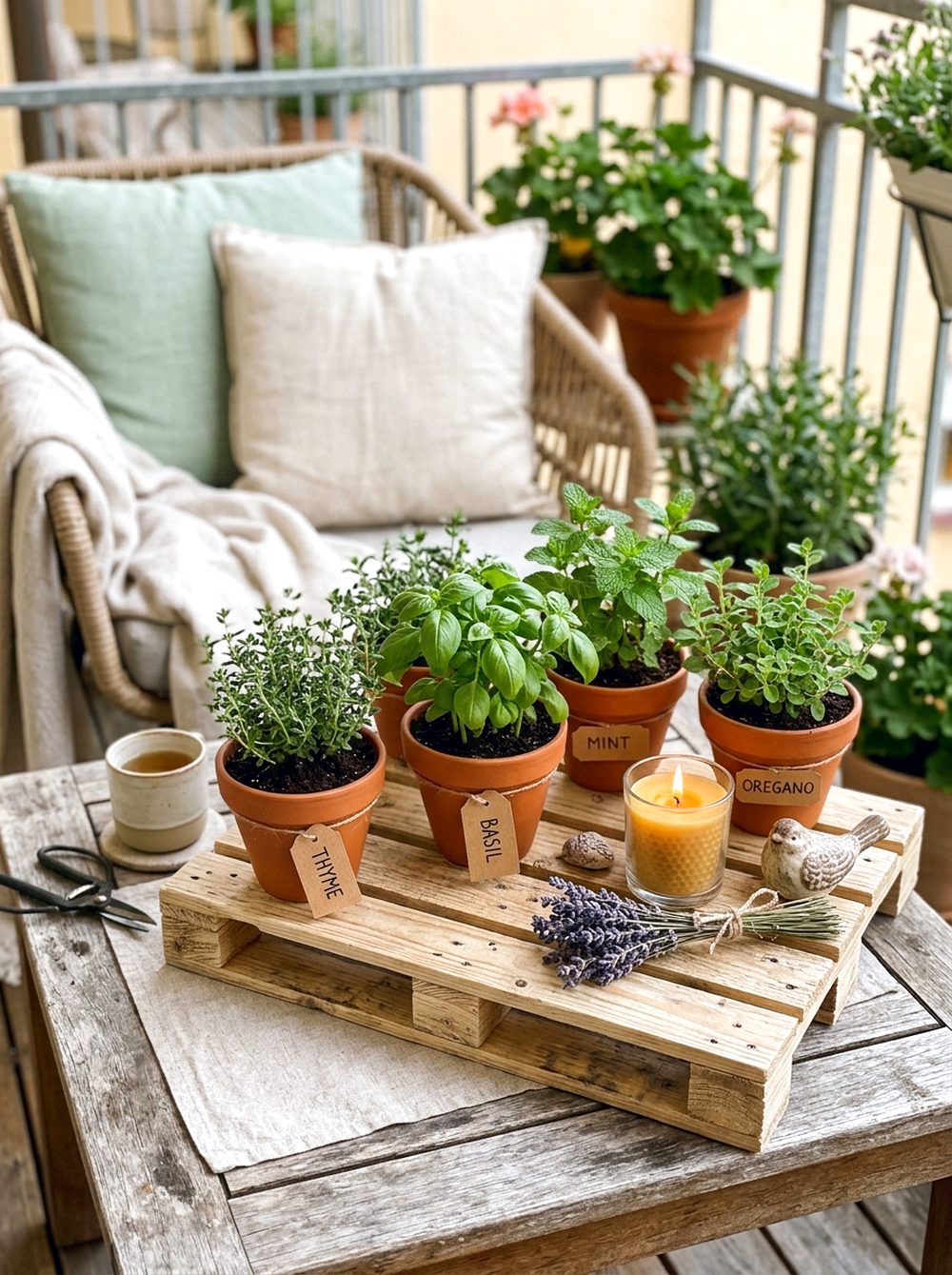 Mini Pallet Table Herb Display