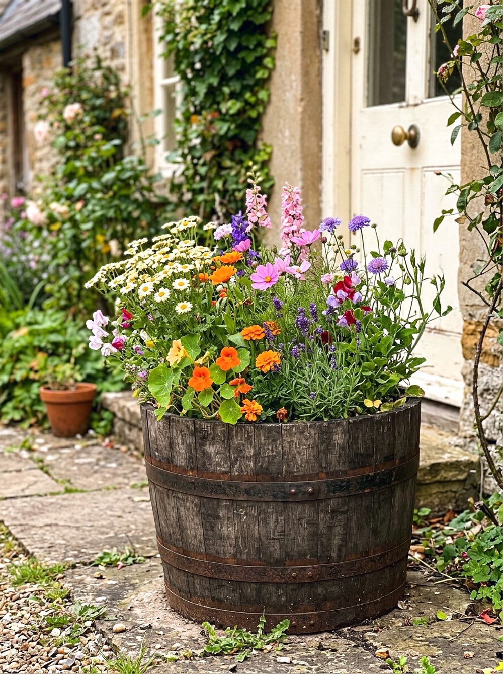 Mini Wildflower Barrel Garden