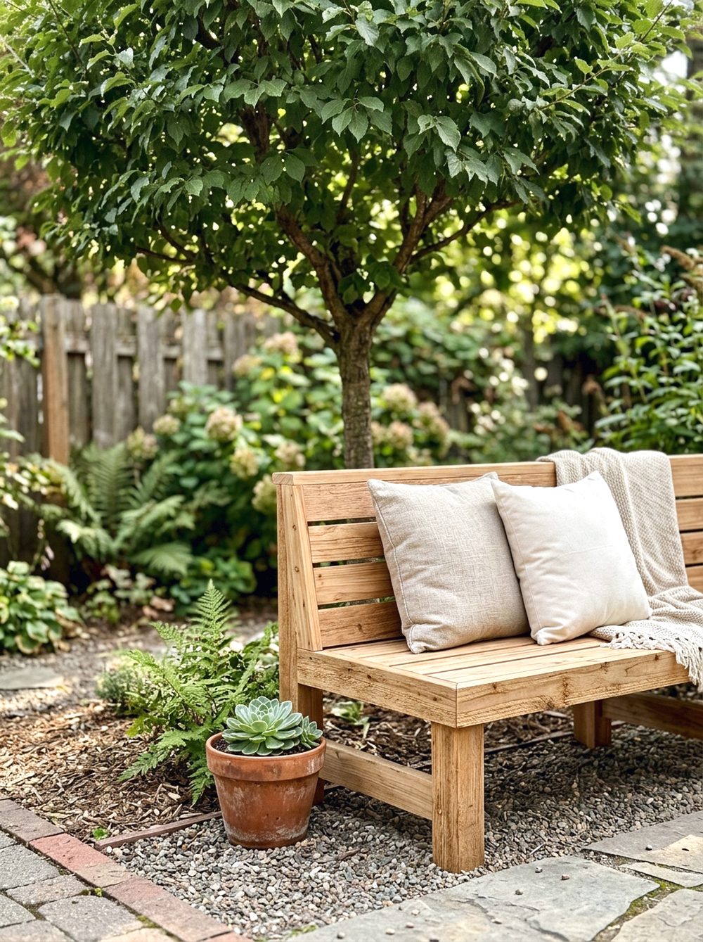 Modern Garden Bench with Cushions