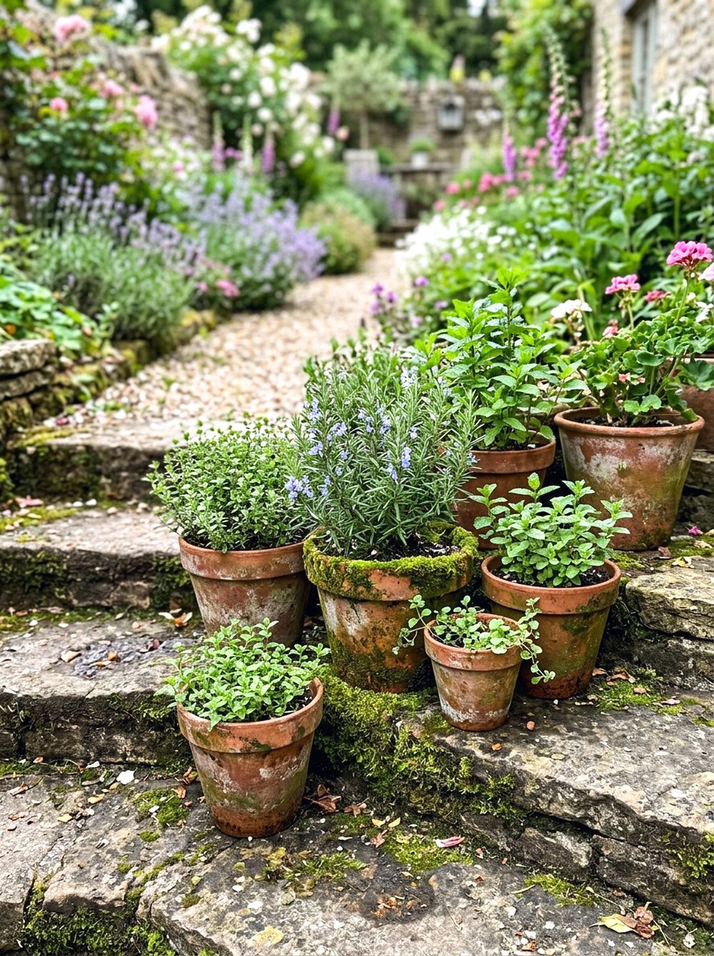 Mossy Terracotta Pot Grouping