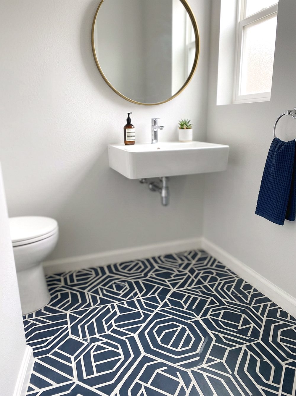 Navy Geometric Tile Floor