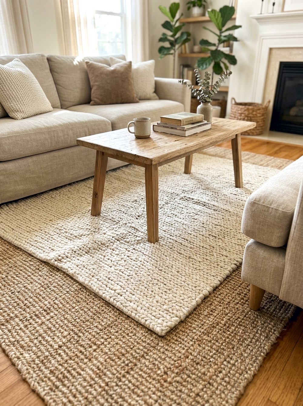 Neutral Textured Rug Layer