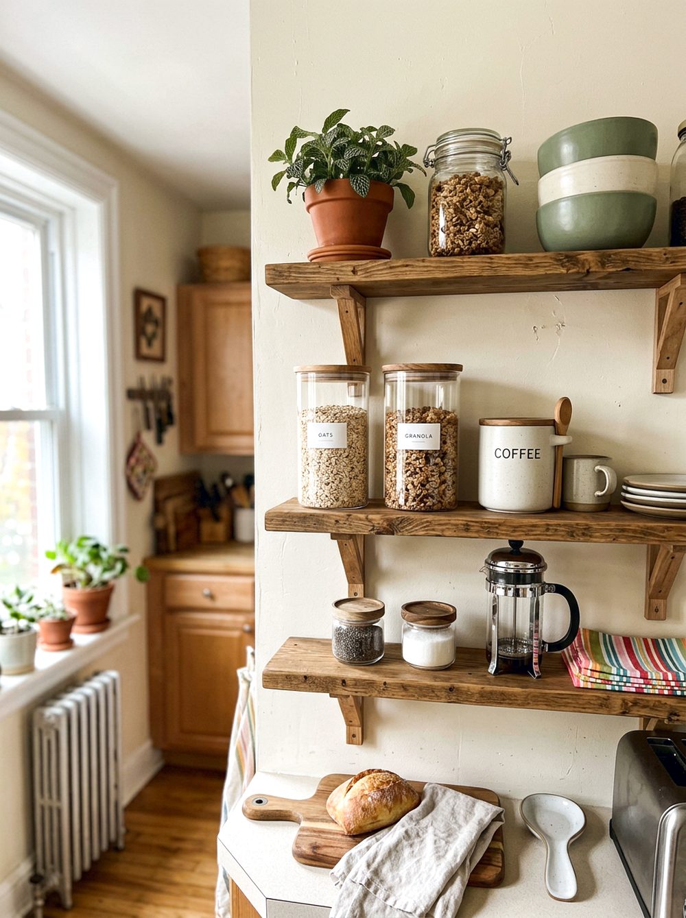 Open Shelf Coffee and Cereal Nook