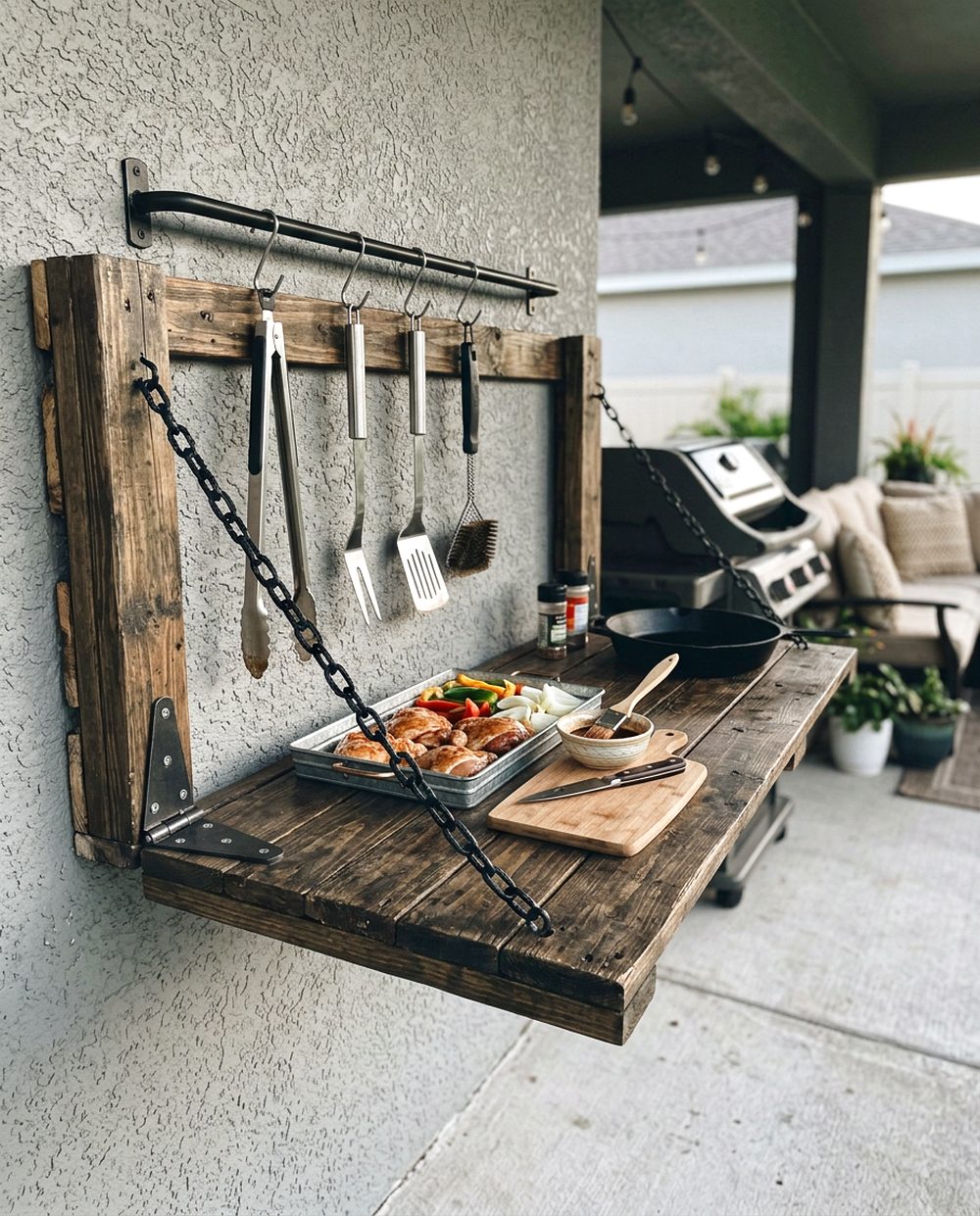 Outdoor BBQ Prep Bench
