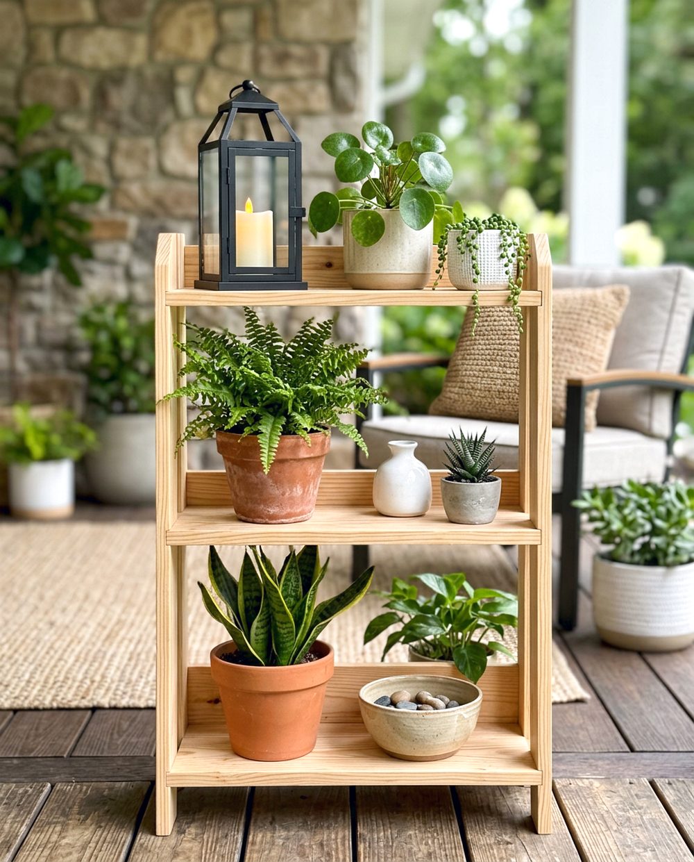 Outdoor Lantern and Plant Shelf