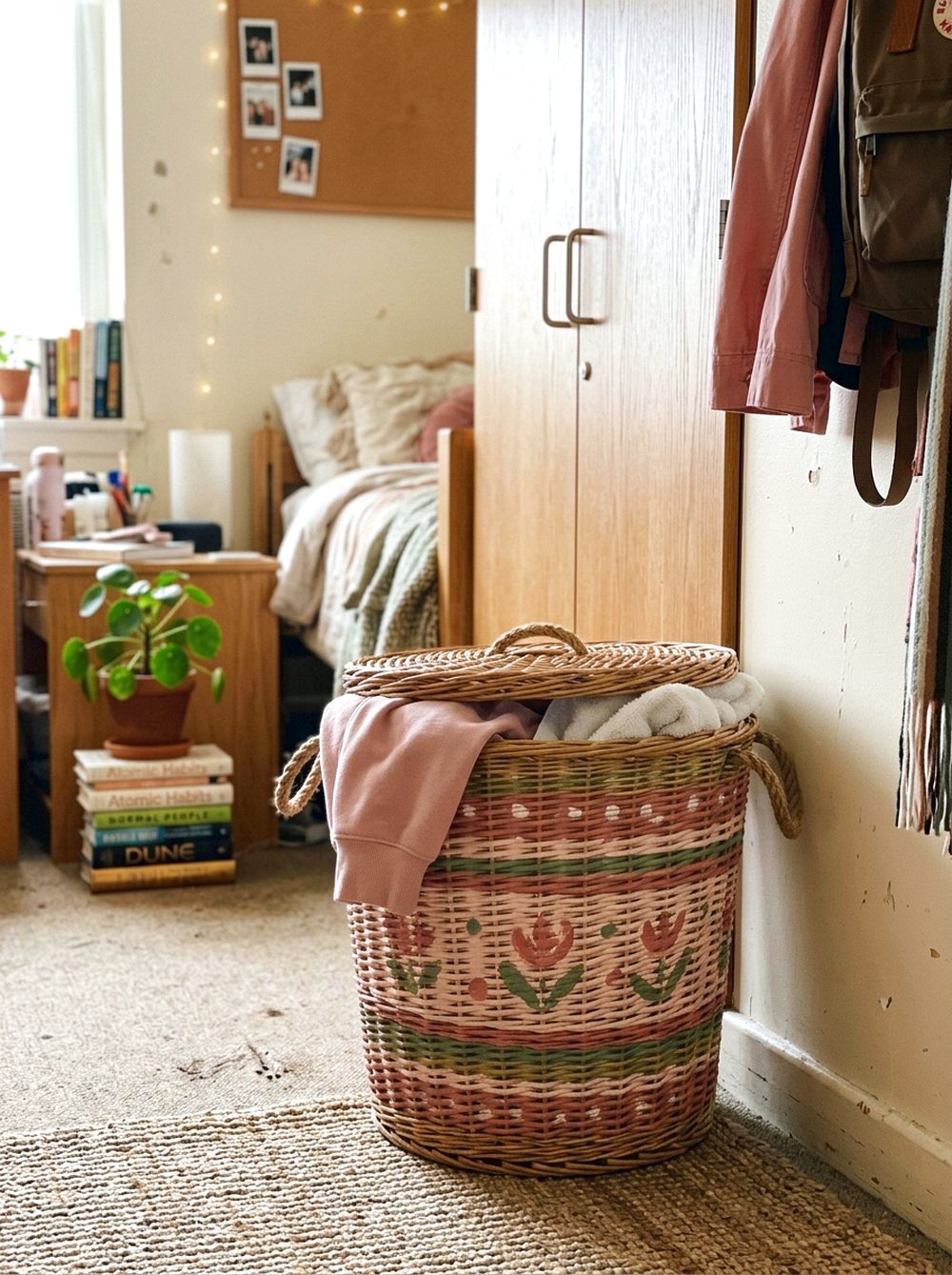 Painted Laundry Basket Corner
