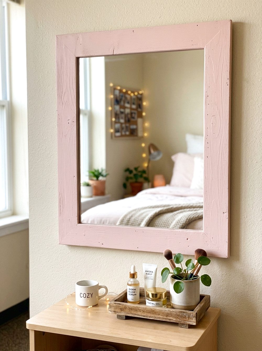Painted Pink Mirror Frame