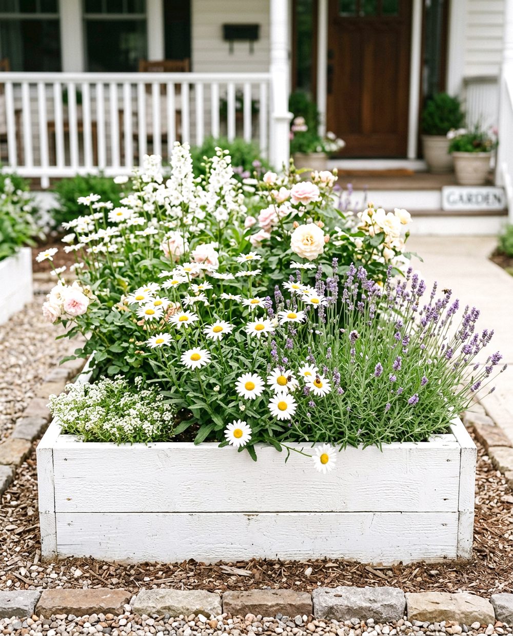 Painted White Flower Bed