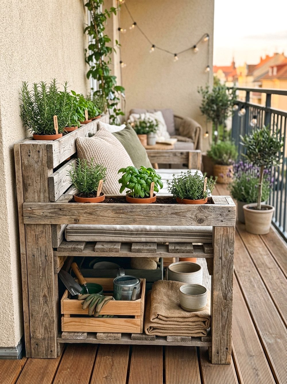 Pallet Herb Bench with Storage