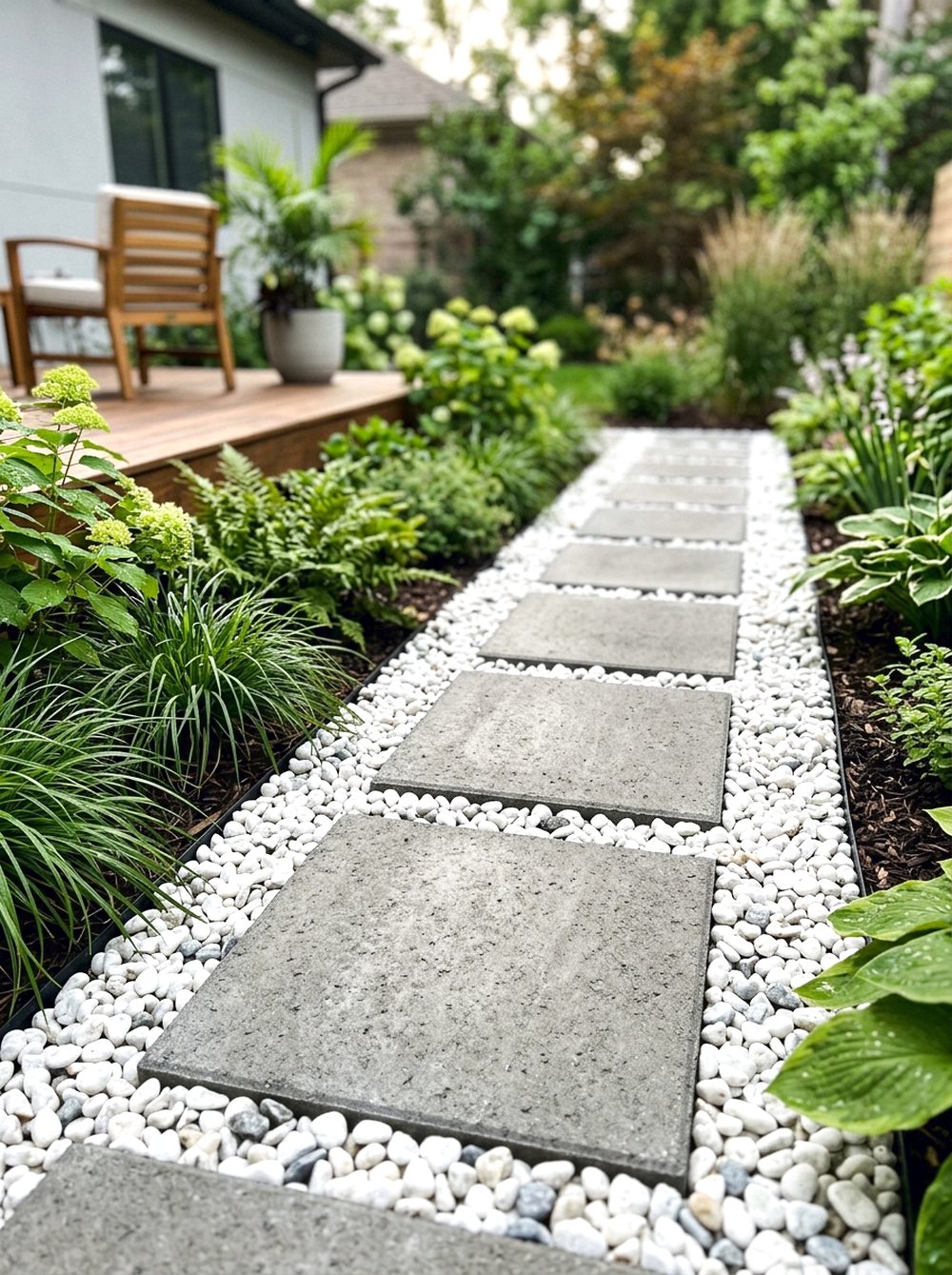 Paver and Pebble Path