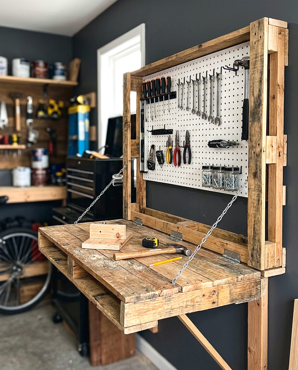 Pegboard-Back Workbench